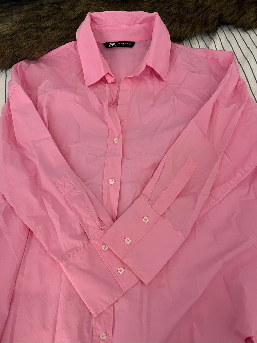 Zara Women's Pink Classic Button-Down Shirt